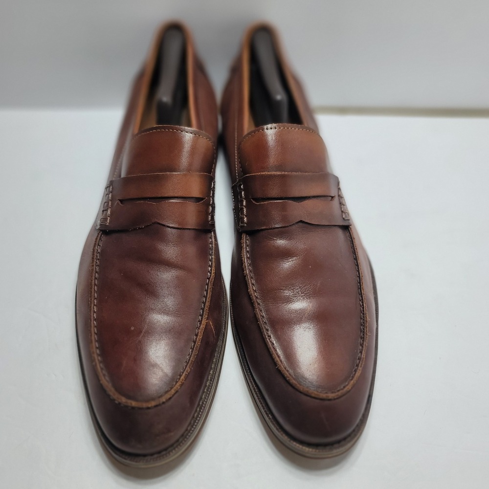 Joseph Abboud Mens Penny Loafer Brown Leather Slip On Dress Shoes 41RZ41 Size 13